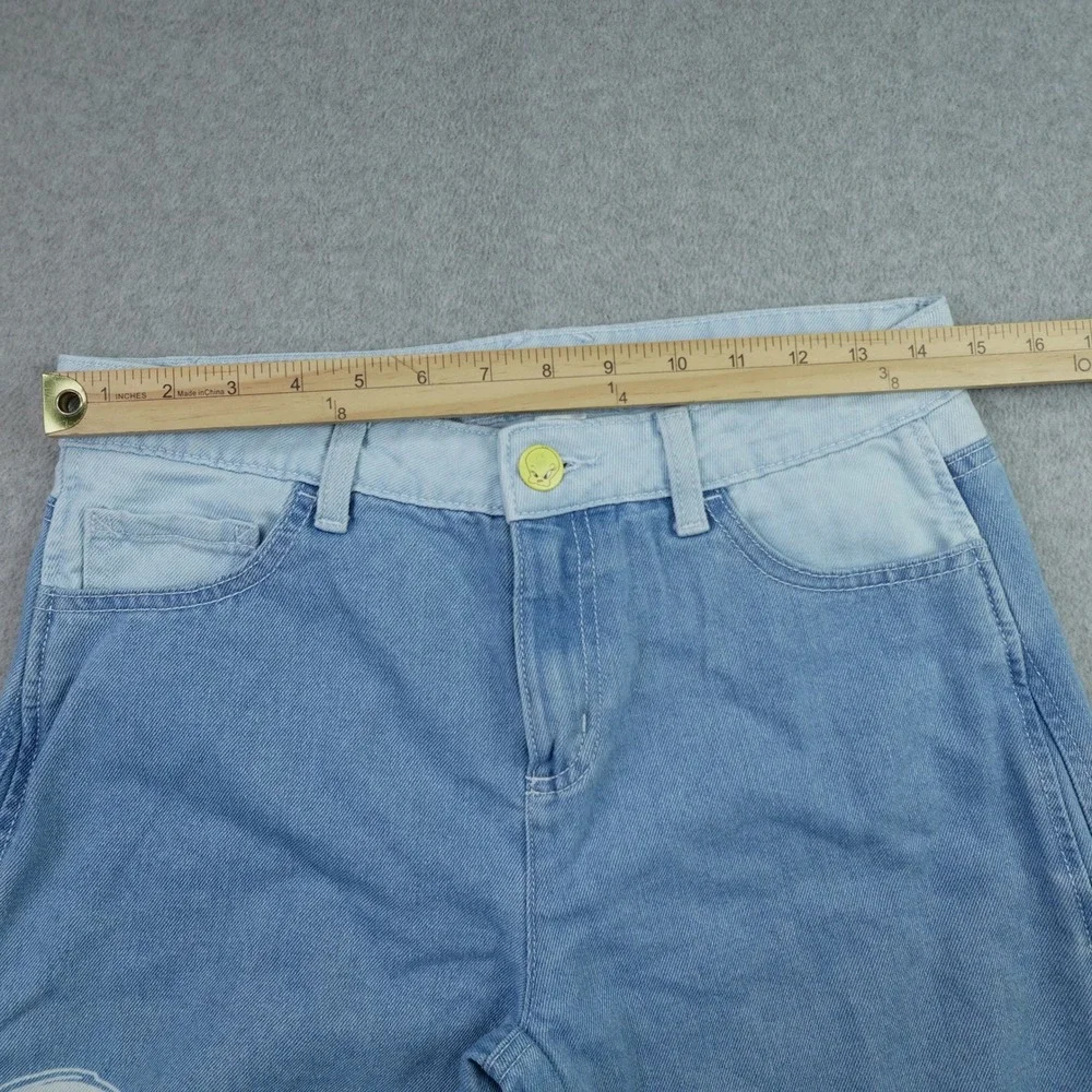 Justice x Looney Tunes Jeans Girls 18 Blue Bugs Bunny Wide Leg Cargo Carpenter